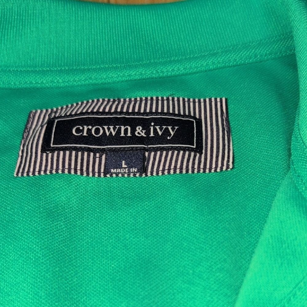 Crown & Ivy Vibrant Green Polo Shirt Size L - Picture 4 of 5